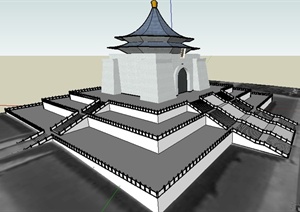 某古典中式风格纪念堂建筑设计SU(草图大师)模型