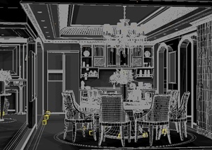 某简欧风格餐厅、厨房室内装修3DMAX模型