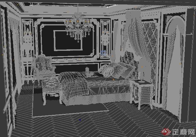 某简欧卧室室内设计3DMAX模型(1)