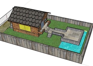 某庭院休息室建筑设计SU(草图大师)模型
