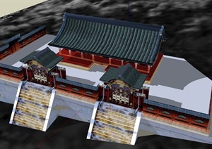 某日本古建神社建筑设计SU(草图大师)模型
