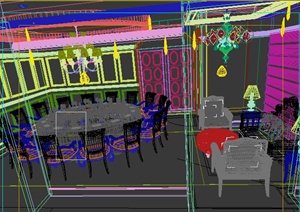某酒楼餐厅包间室内装修3DMAX模型