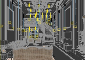 某简欧别墅一楼客餐厅室内装修3DMAX模型