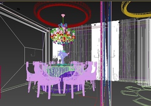 某简欧式住宅空间餐厅装修3DMAX模型