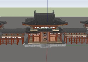 某日本古建大殿建筑设计SU(草图大师)模型