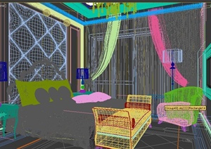 某现代豪华别墅卧室室内装修3DMAX模型