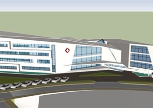 某现代人民医院建筑设计SU(草图大师)模型