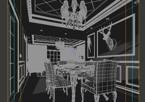某室内简欧风格餐厅装饰设计3DMAX模型