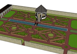 某欧式庭院花园设计SU(草图大师)模型参考