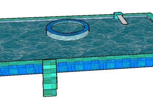 一个现代园林景观矩形泳池SU(草图大师)模型