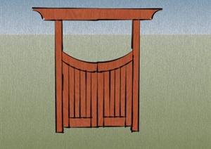 某小型庭院景门设计SU(草图大师)模型
