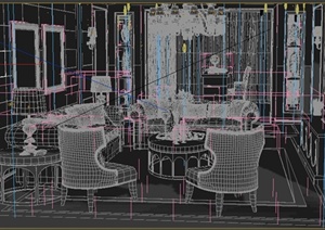 某住宅客厅、书房室内装修设计3DMAX模型