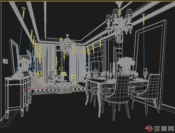 某住宅客餐厅室内装修设计3DMAX模型(1)