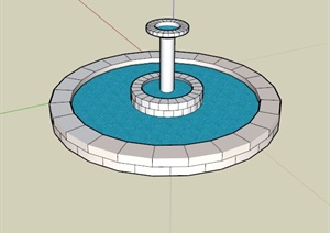 某主题广场大型喷泉设计SU(草图大师)模型