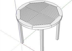 一张四脚圆桌设计SU(草图大师)模型