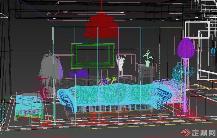 某复式客餐厅室内装修设计3DMAX模型(1)