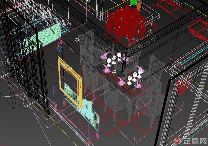 某复式客餐厅室内装修设计3DMAX模型(2)