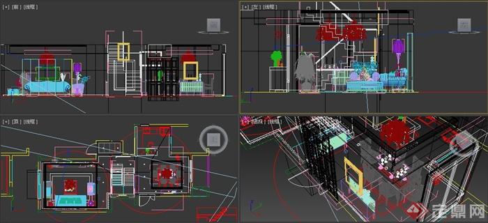 某复式客餐厅室内装修设计3DMAX模型(3)