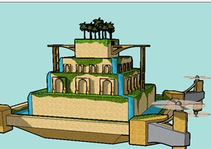 某旅游景区空中花园建筑设计SU(草图大师)模型
