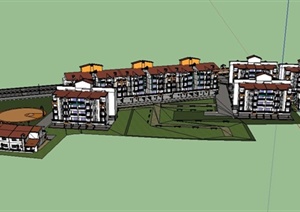 某现代住宅区建筑设计SU(草图大师)模型