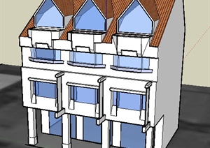 某三层单元住宅楼建筑设计SU(草图大师)模型