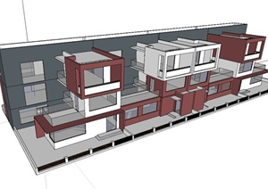 某别墅建筑设计SU(草图大师)模型（含幕墙构造方案）