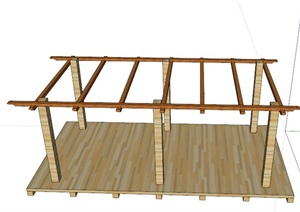 某现代木制平台与廊架设计SU(草图大师)模型