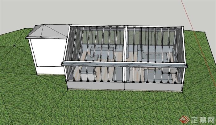 某现代温室大棚建筑设计SU模型(1)