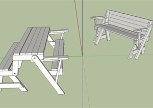 某现代风格可折叠桌椅SU(草图大师)模型