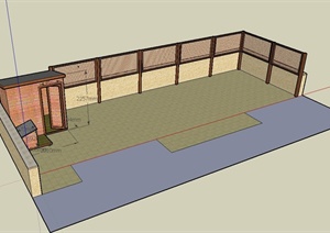 某庭院工具房围栏设计SU(草图大师)模型