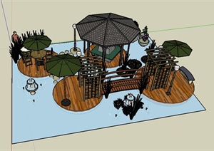 某水上庭院花园景观设计SU(草图大师)模型