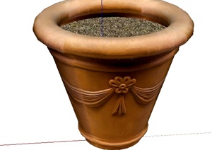 一个盆栽陶罐SU(草图大师)模型