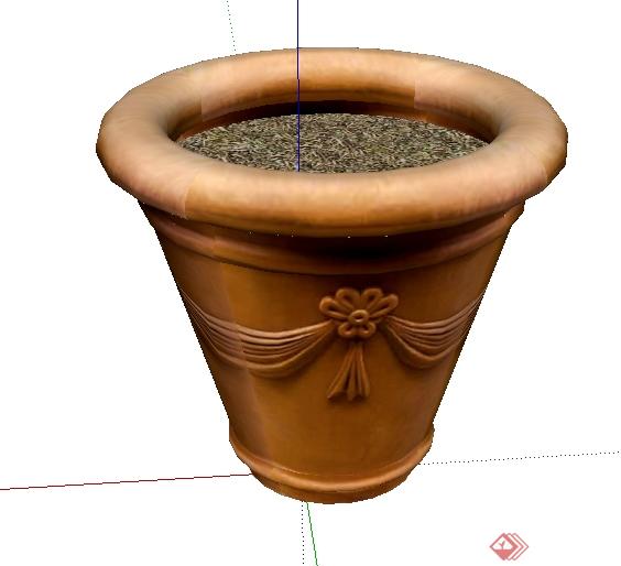 一个盆栽陶罐SU模型(1)