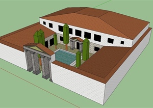某罗马宫殿建筑设计SU(草图大师)模型