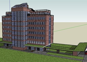 某现代八层办公楼建筑设计SU(草图大师)模型