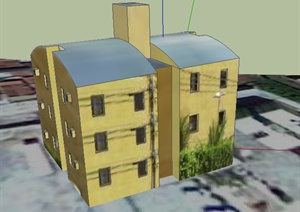 某住宅楼建筑设计SU(草图大师)贴图模型