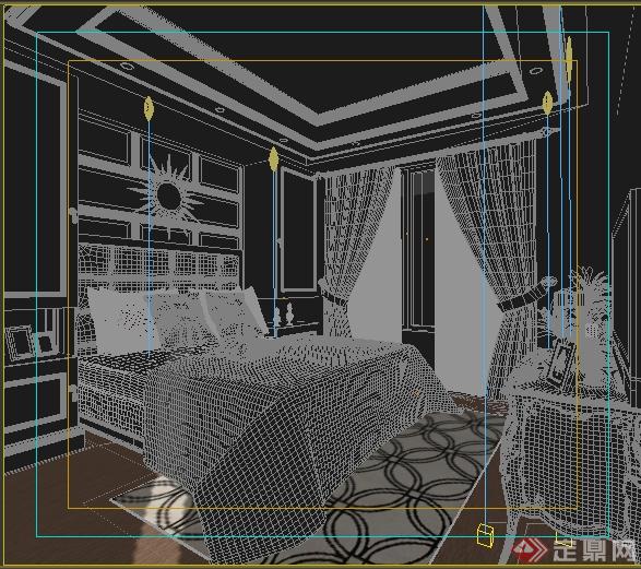 某间现代风格卧室室内装饰3DMAX模型(1)
