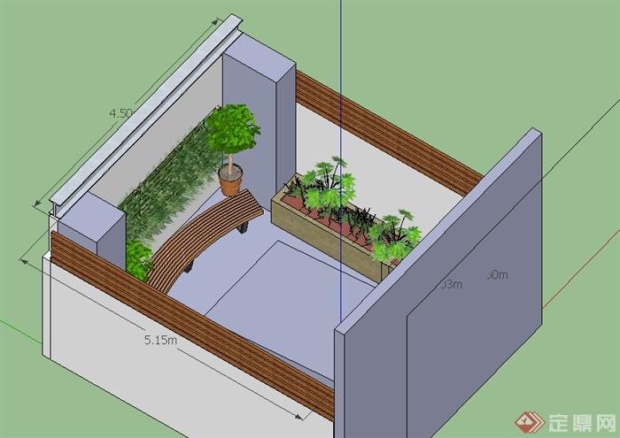 某现代小庭院景观设计SU模型(2)