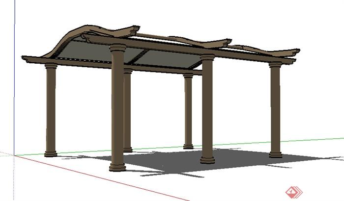 某室外挡雨棚设计SU模型素材(1)