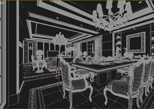 某欧式客餐厅装修室内设计3DMAX模型
