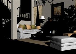 某欧式住宅建筑室内客餐厅装修设计3DMAX模型