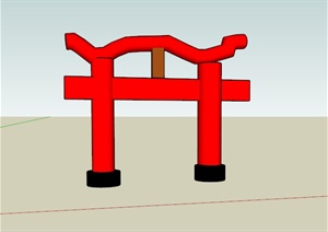 某日式神社门前的牌坊设计SU(草图大师)模型