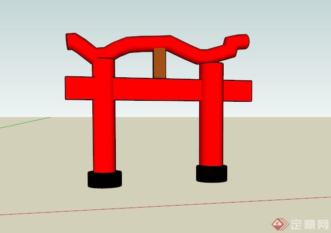 某日式神社门前的牌坊设计SU模型(1)