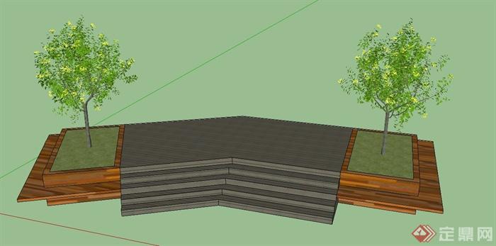 某树池台阶组合设计SU模型(1)