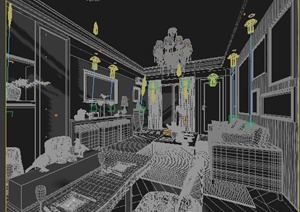 某一室一厅室内装修设计3DMAX模型