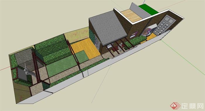 某住宅小型庭院景观设计SU模型(1)