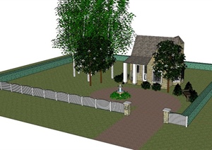 某私家住宅庭院景观设计SU(草图大师) 模型