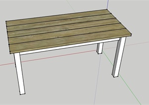 一张木质方桌设计SU(草图大师)模型
