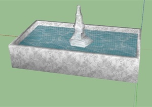 某现代喷泉水景设计SU(草图大师)模型