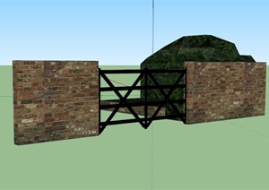 某景观庭院围墙设计SU(草图大师)模型